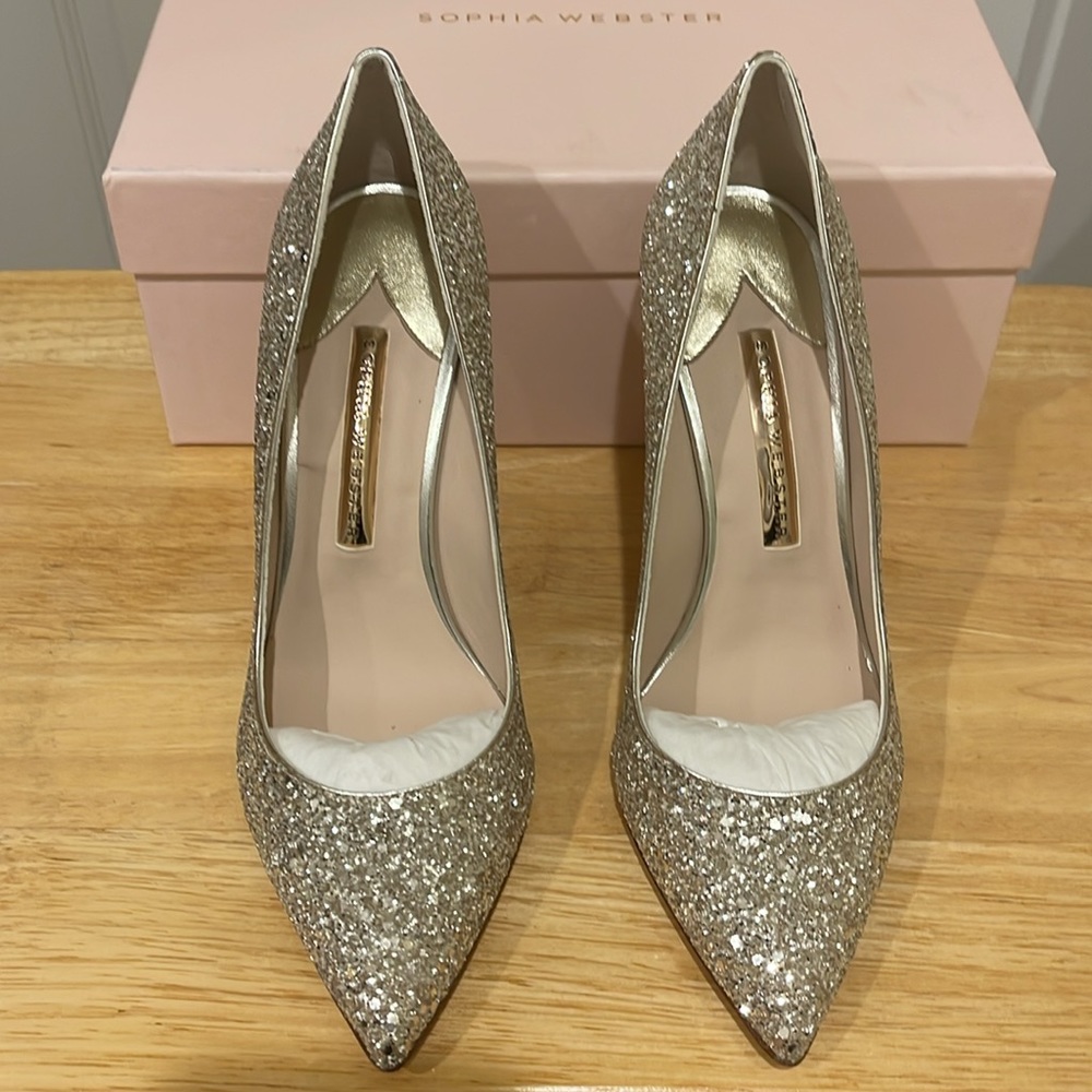 NWT Sophia Webster Champagne Glitter Go to Glam Shoe - Picture 1 of 6